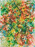 Fall oak leaves in watercolor by Lisa Hill