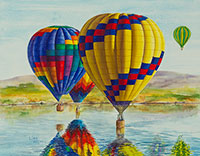 Hot air balloons in watercolor by Lisa Hill