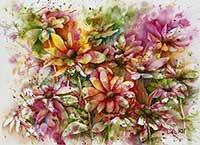 Negative painting of daisies by artist Lisa Hill