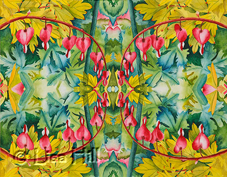 Watercolor painting demonstration of Bleeding Heart and foliage by artist Lisa Hill Step 5