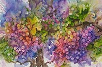 Watercolor painting of grapes using negative painting techniques by artist Lisa Hill