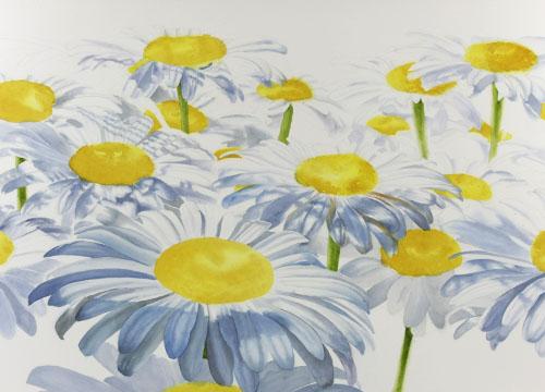 Step 3 of white daisies watercolor painting demonstration