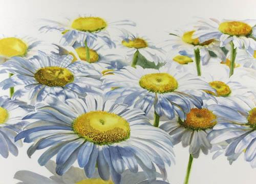Step 4 of white daisies watercolor painting demonstration