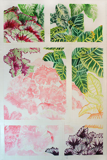 Watercolor demonstration of color foliage by artist Lisa Hill Step 4