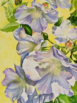 Step 4 of white roses watercolor painting demonstration