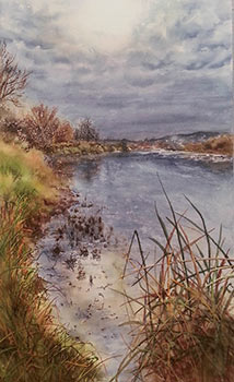 Watercolor painting by artist Lisa Hill of Yakima River, WA