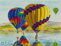 Hot air balloons in watercolor by Lisa Hill