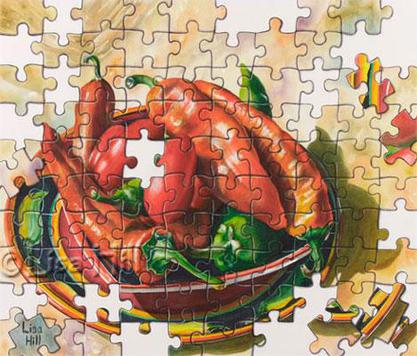 Step 6 of red and green peppers watercolor painting demonstration